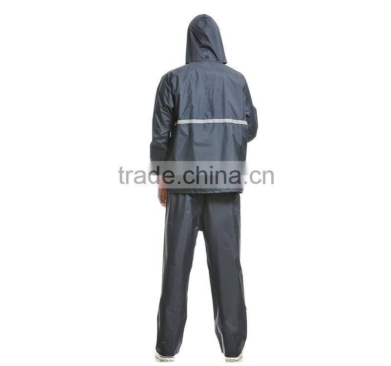 Polyester Pongee Fashional Black Motorcycle Rain Jacket