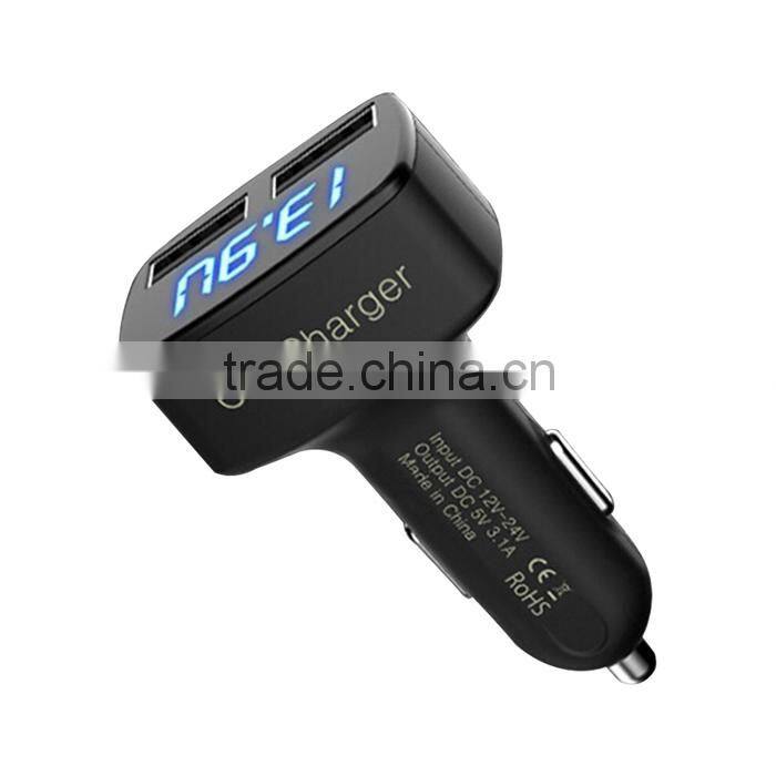 Fashionable design 5V 3.1A 2 usb car charger