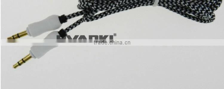 2016 new premium 100% test high quality car audio composite audio cable, 3.5mm stereo male to male audio aux cable free samples