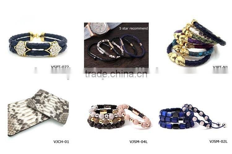 2016 Fashion Handmade Real Ostrich Leather Wristbands& Natural Color Leather Cord For Fashion Bracelet