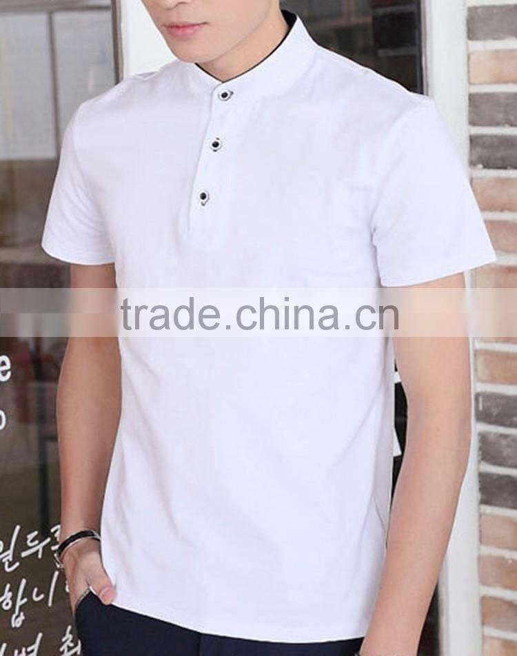2016 Alibaba China supplier plain Mandarin collar t-shirt