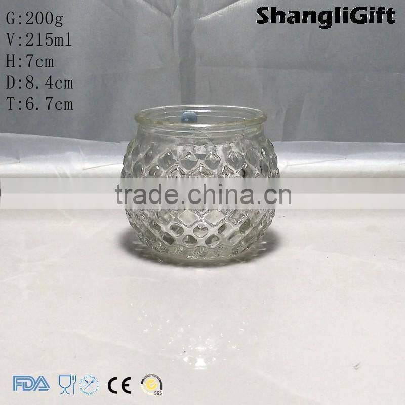 210ml Glass Jar Embossed Diamond Honey Jar Glass Lids