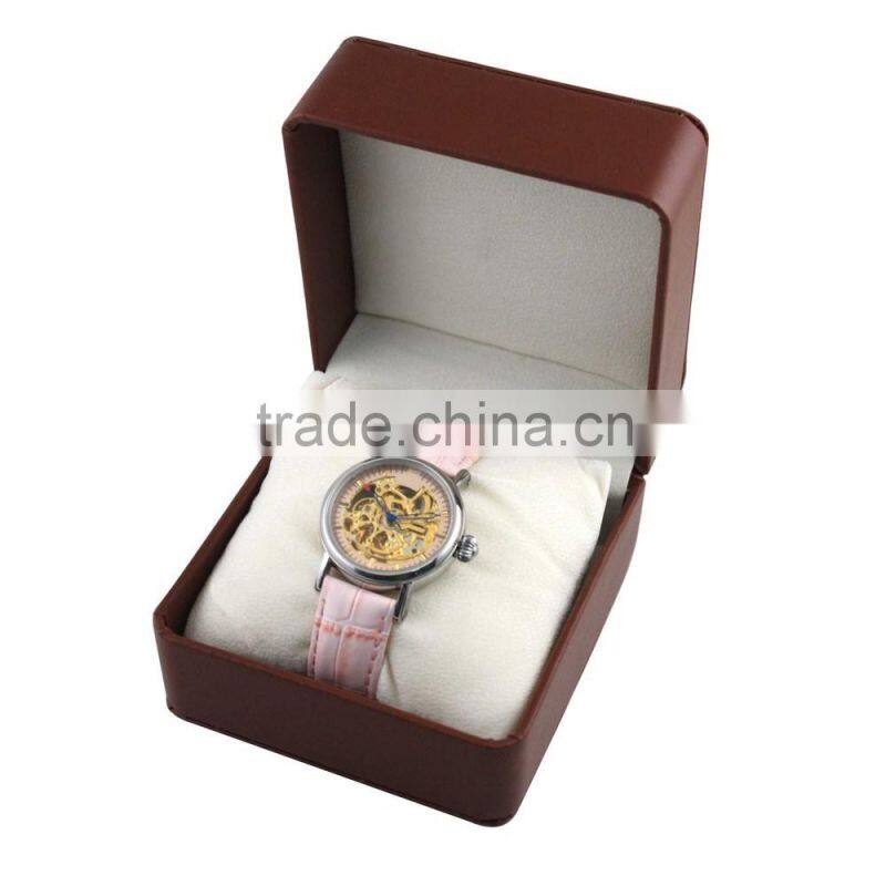 SA8139 Professional China automatic movement stainless steel case back leather strap watch