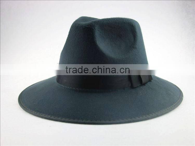 Large Brim Ribbon Fixed Man Women Stage Performance Fedora Jaz Hat
