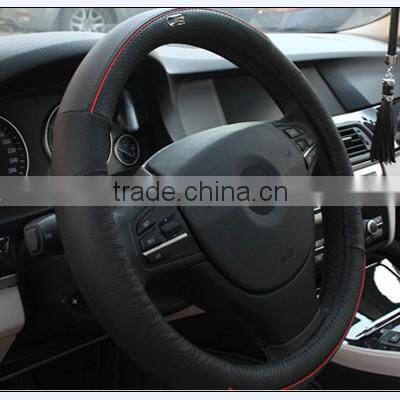 cool genuine leather 14 inch steering wheel cover