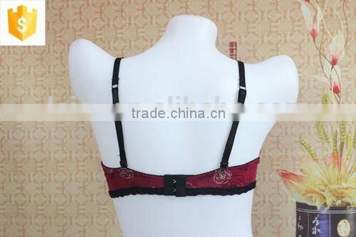 2016 sexy fuchsia/black flower pattern under bra