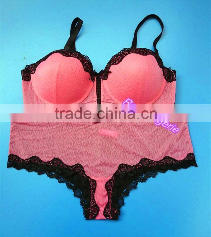 Leopard Jacquard Lace Underwear Set, Plus Size Bra Set