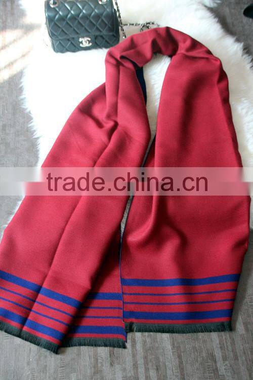 High Grade Fashion Women Brand Navy Blue Wool Cashmere Scarf Pashmina with Fringes