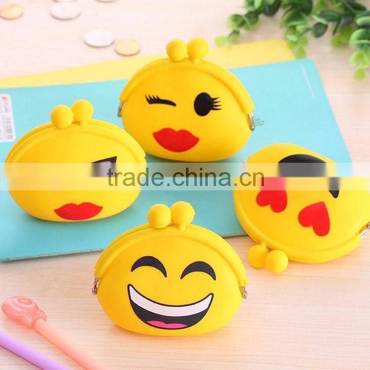 Wholesale Small Silicone Rubber Clip Coin Bag Emoji Purse