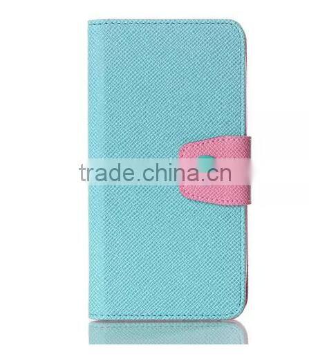 Color blocking flip leather case cover for htc sensation