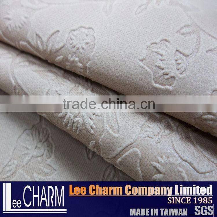 100% Polyester Flower Patten Synthetic Leather Fabric