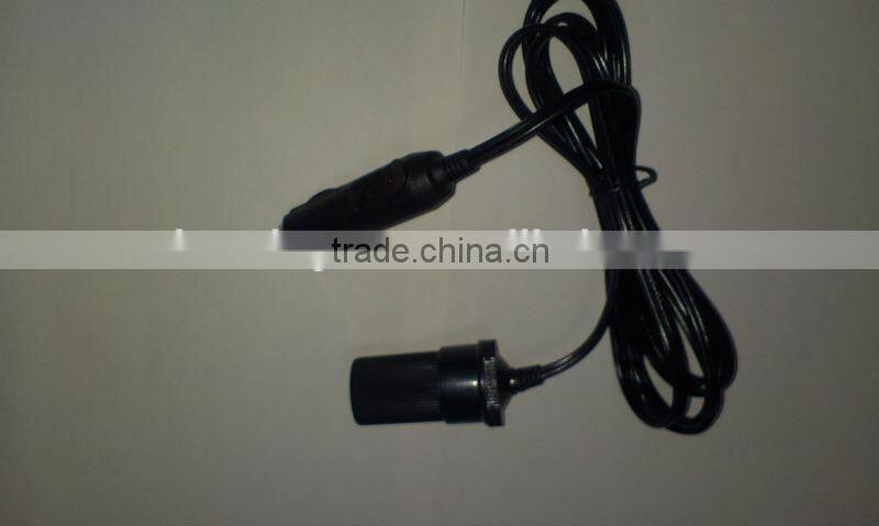 12V car cigarette plug with female socket extension lead cable