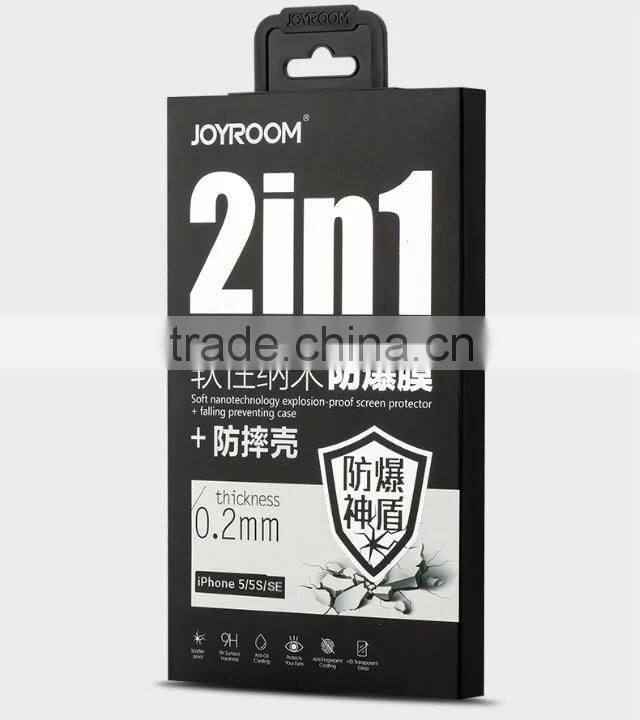 Joyroom ultrathin clear TPU curved case for iphone 6s plus 2in1 9H Soft 0.2mm explosion-proof nano menbrane for iphone 6 plus