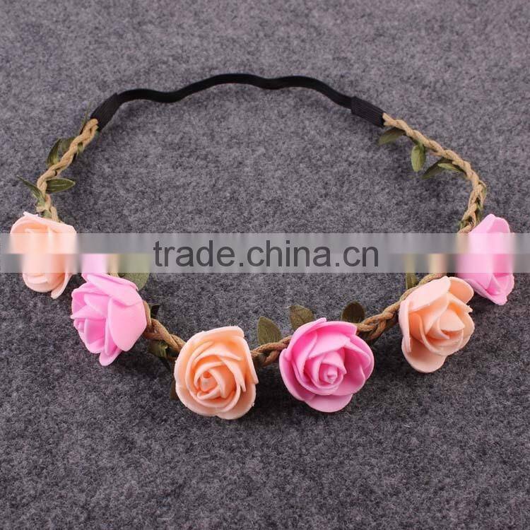 Hot-sales Baby flower Headband Toddler summer flet flower Headband kids flower elastic headband wh-1753