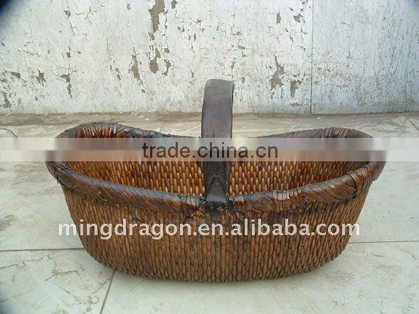 chinese natural antique rattan basket