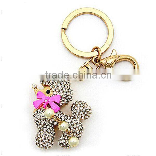 Cross leopard keyring fashion rhinestone fleur de lis keychain