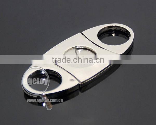 Pocket Portable Oval Cigar Scissors High Quality Silver Stainless Steel Double Blade Knife Super Sharp Metal Cigar Cutter