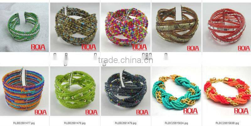 Imitation jewellery small glass seed beads pink tassels bracelets for children