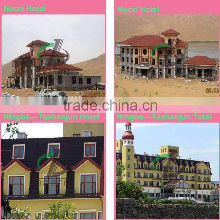 soft deco purple color stone chip coated metal resin roof tile