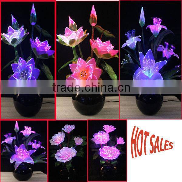 Artificial fiber optic peony flowers with led light home and party decor lamp