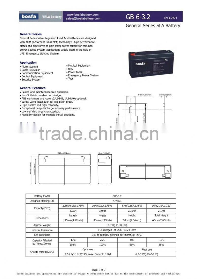 GB6-3.2 energy battery 6v 3.2ah 6v dry battery dry manufacturer 6v 3.2ah lead acid battery sexual gel solar energy accumulator