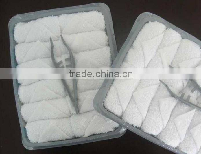 100% Cotton high quality white hot towel / airline towel