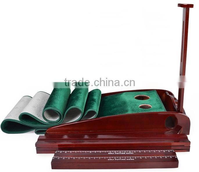 Wood Golf Putting Trainer with Automatic Ball Return