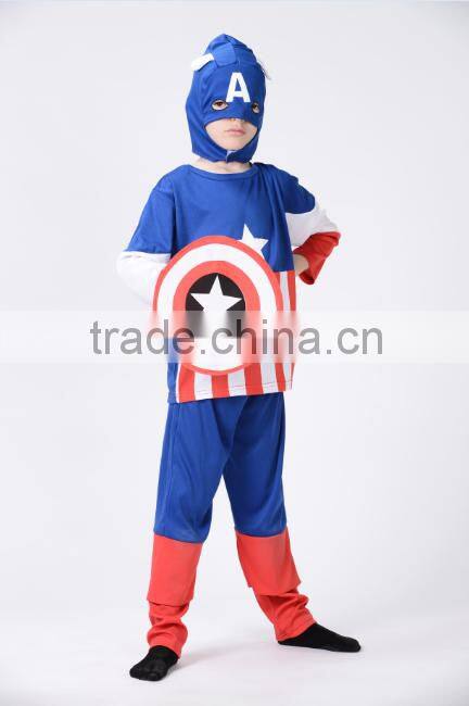 Halloween Party blue Child Captain America fancy dress kids costume