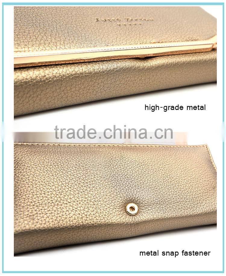 wholesale fashion lady buckle long clutch purse 3 fold wallet card women