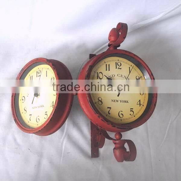 Vintage train station double sided clocks