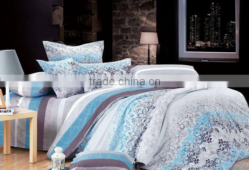 100% cotton128*68 pigment printed light colour bedding set
