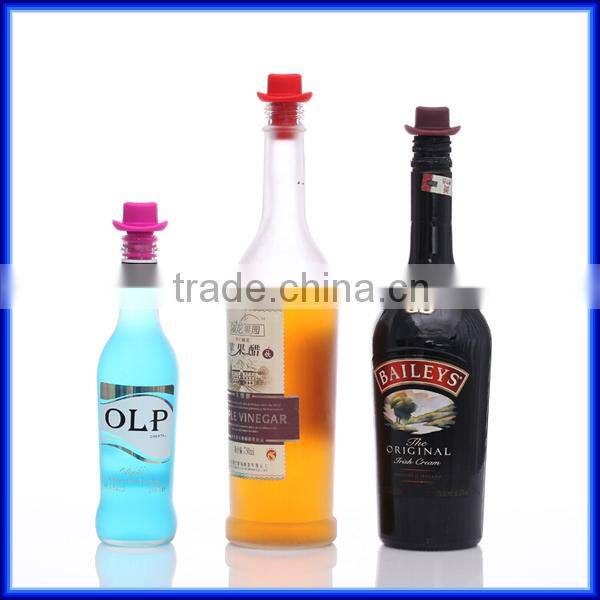 Silicone Lovely Wine Bottle Stopper With Hat/silicone booze hat Bottle cork