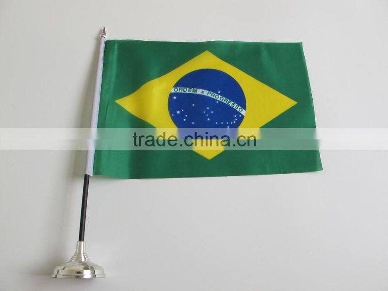 14*21CM table flag,170T polyester flag,2015 hot salling Brazil table stand flag