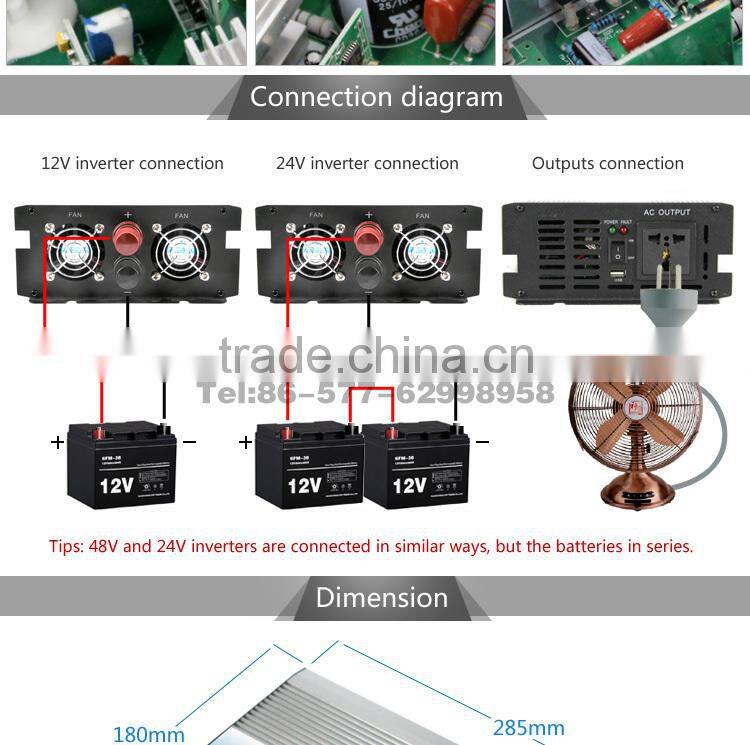 OPIP-1500-1-24 High frequency 100% full power 60Hz 24v 110v solar 1500w dc to ac power inverter
