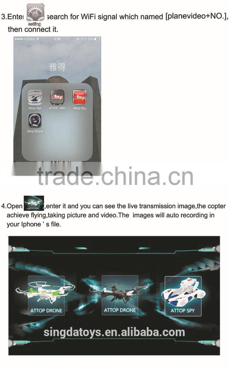 2015 New products YD-212 Wifi Real Time Transimission 2.4G 4CH RC Drone Helicopter With Camera For Sale