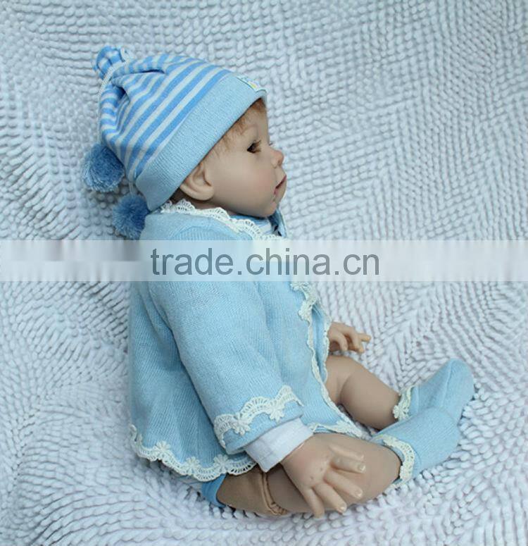 22inch silicone reborn baby doll wholesale fashion doll Blue handmade doll clothes newborn lifelike doll