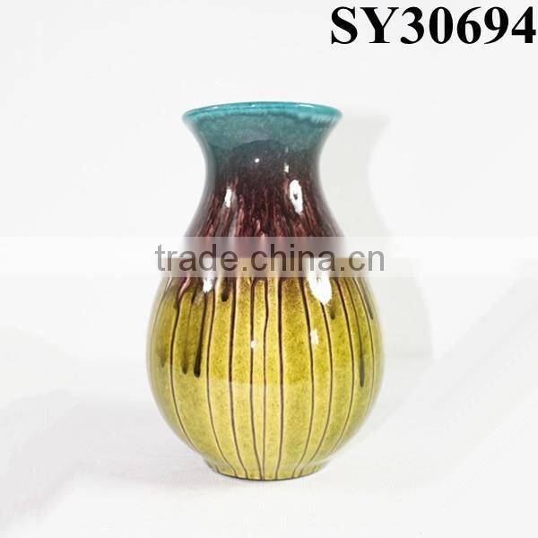 Small indoor glazed yellow porcelain vase