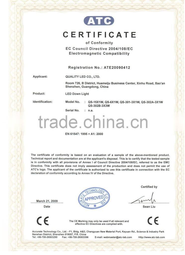 Aluminum base white/silver led recessed downlight