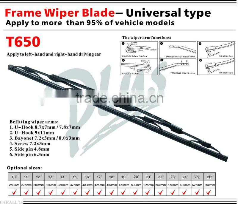 New Products Coated Silicone Refill Frame Windscreen Wiper Blade T650