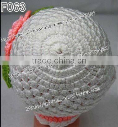 Wholesale 100% cotton baby crochet beanie hat flower, knitting patterns for beanie hats ,girls fashion hats