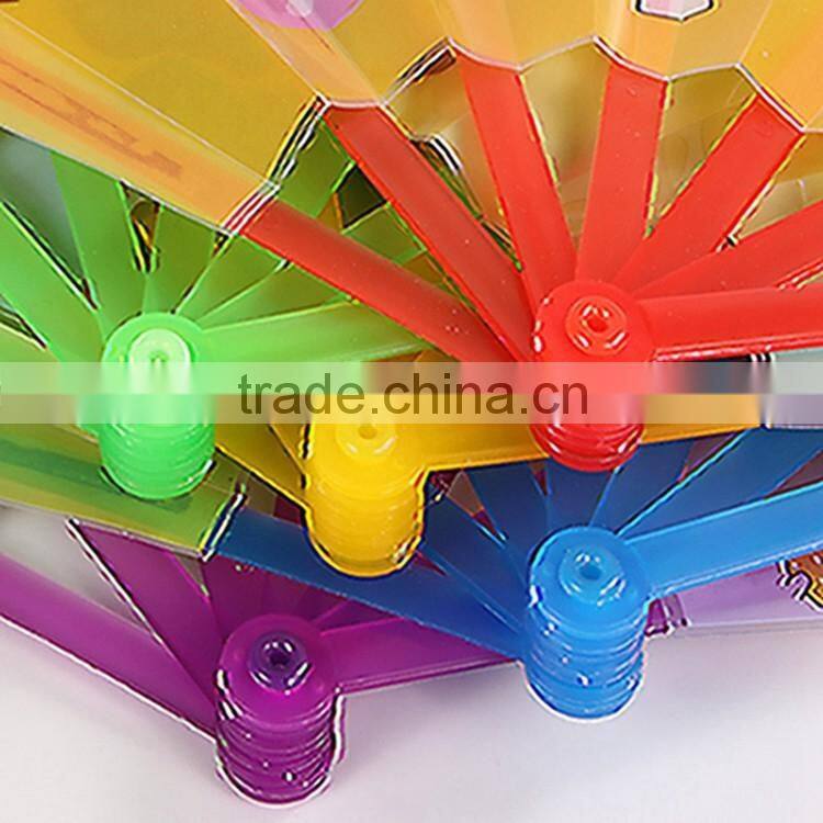 Plastic cartoon fans folding kid plastic hand fan customized printing fans