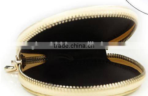 High quality wallet round shape zipper coin purse leather wallet with chain