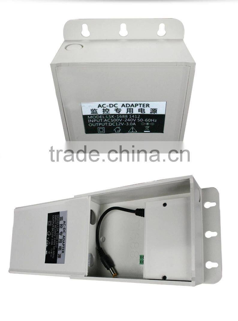 Waterproof Outdoor Power Supply 110V 220V AC to 12V 3A for cctv camera