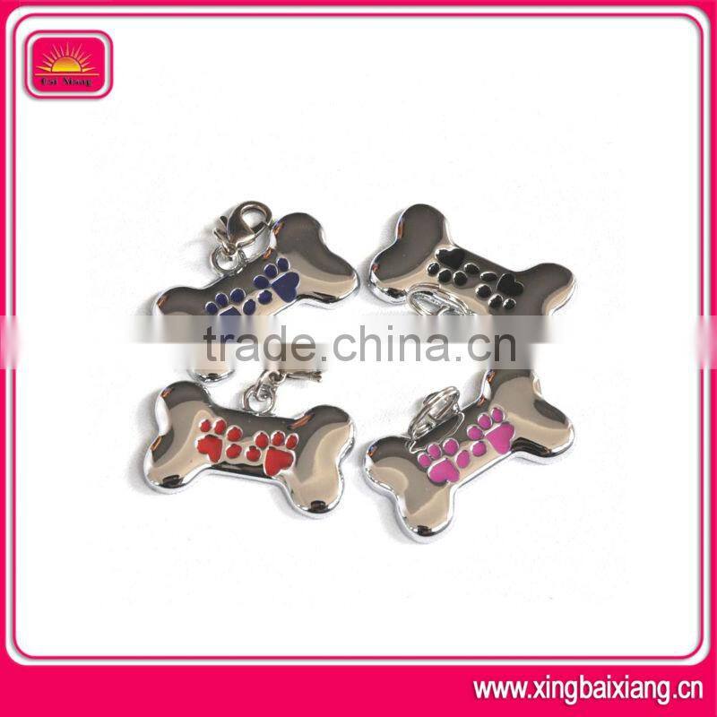 Shiny bone shaped dog pet tag with diamond