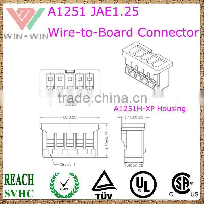 1.25mm pitch A1251 JAE1.25 Electronic Wire to Board Connector