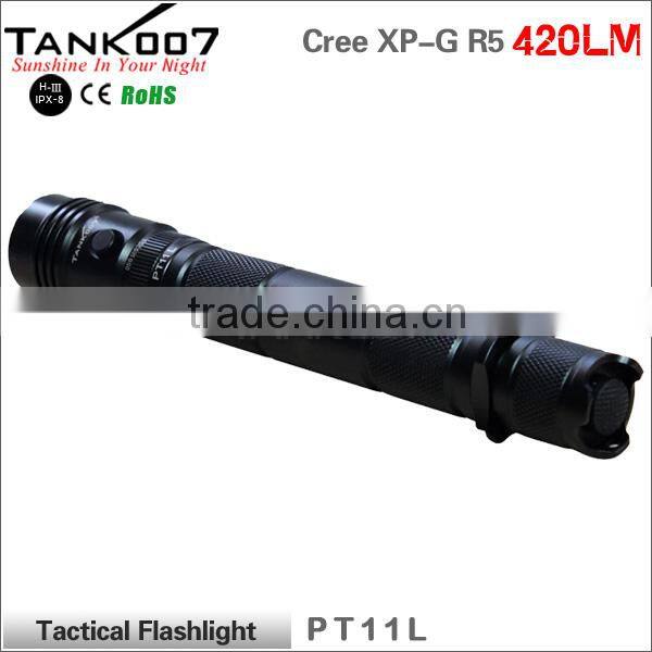 Bright 420 lumen tactical flashlight R5 LED 200 meters beam distance PT11