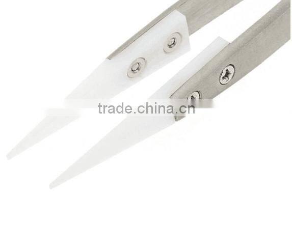 Dongguan 72mz Heat Resistant Ceramic tip Tweezers with Black & White Tips
