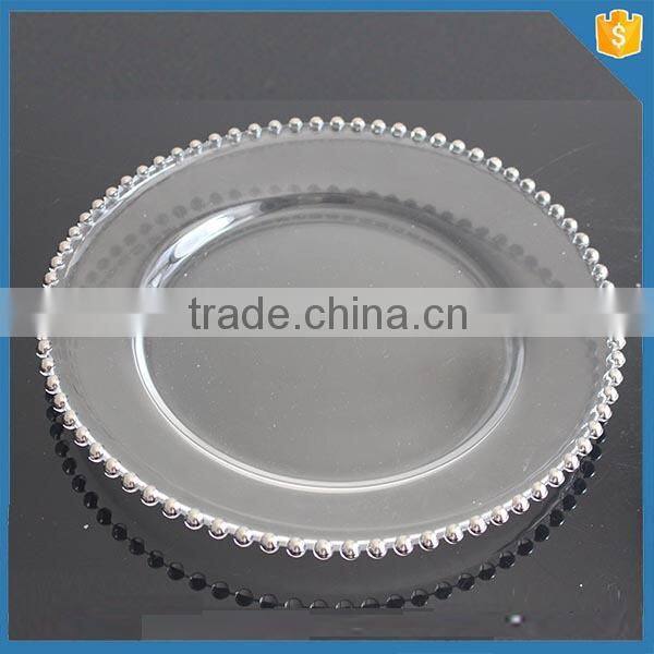 LXHY-P021 wedding gold silver glass beaded charger plates