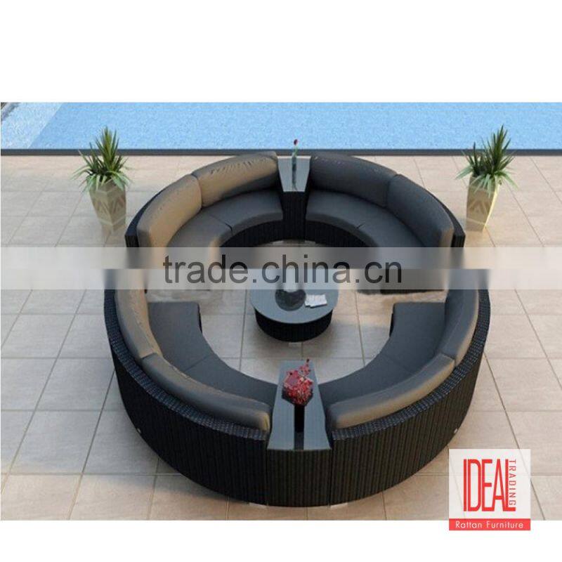 2016 hot sellling good quality rattan outdoor furniture half round sectional sofas