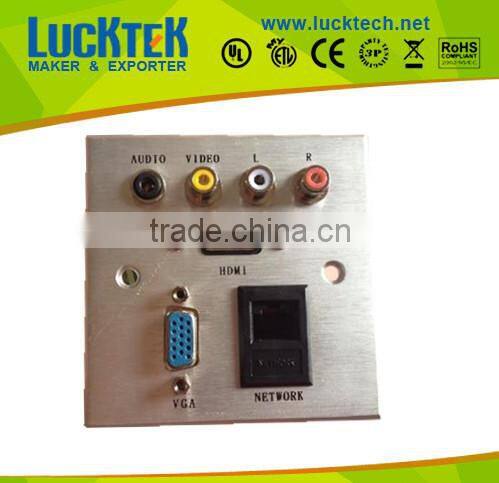 Matal mounted wall plate, Faceplate with S- video data / VGA / network , high quality!